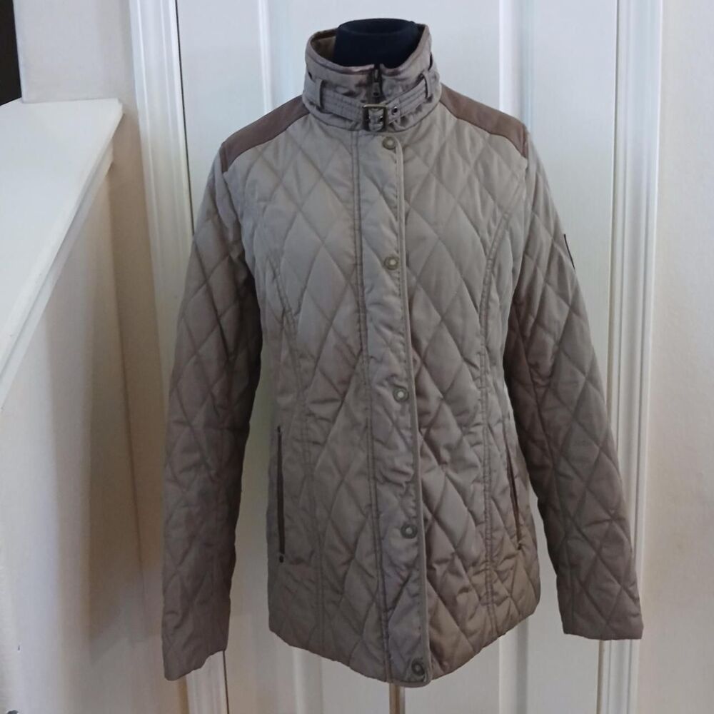 Lauren Ralph Lauren Faux Leather Trim Quilted Barn Jacket M Equestrian Old Money